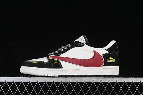 All categories Air Jordan Jordan series basketball shoes Air Jordan 1 Low High-end customized low-top sneakers Air Jordan 1 Low AJ1 Joe 1 Year of the Horse black and red Lucky and treasure High-end customized low-top retro basketball shoes JW1188-181